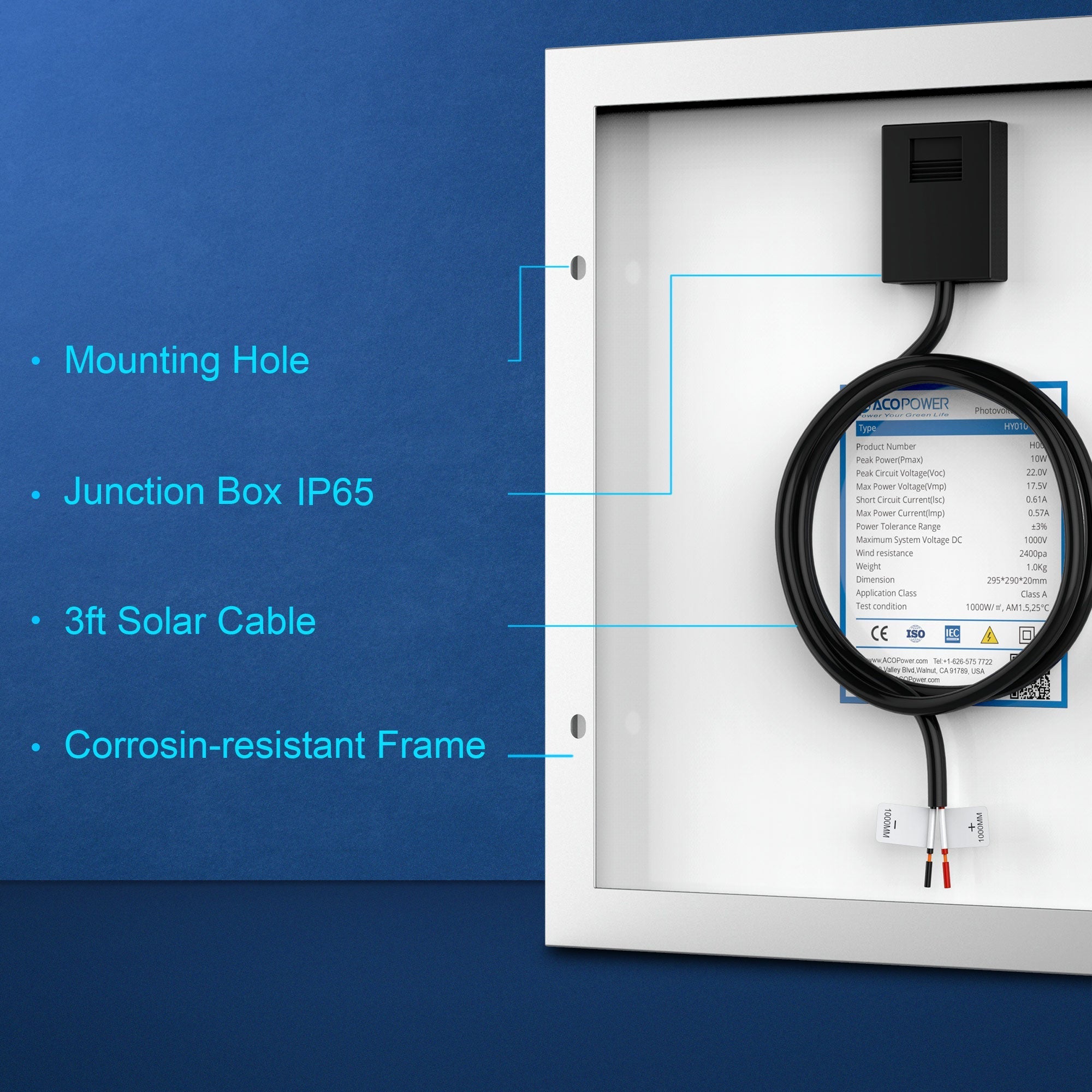 10 Watt 12 Volt Monocrystalline Solar Panel - Nexus Elite