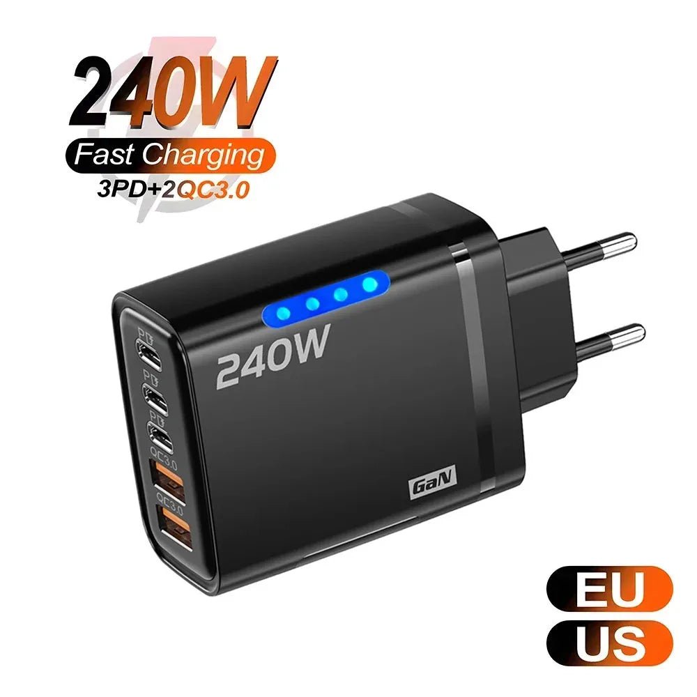 240W GaN USB C Charger 5 in 1 Fast Charging Phone Charger Power - Nexus Elite