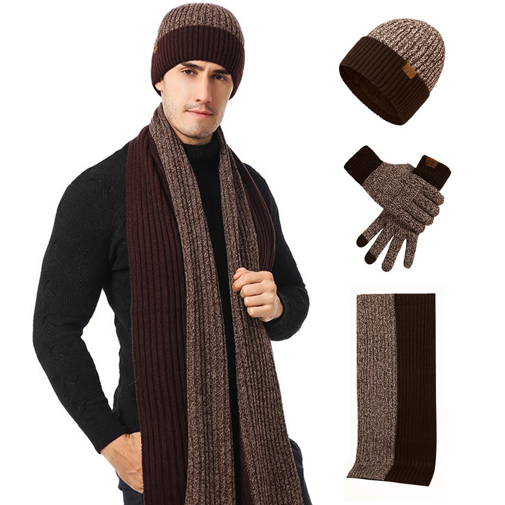 3Pcs Winter Scarf Hat Gloves Kit Beanie Hat & Long Scarf & Gloves Gift - Nexus Elite