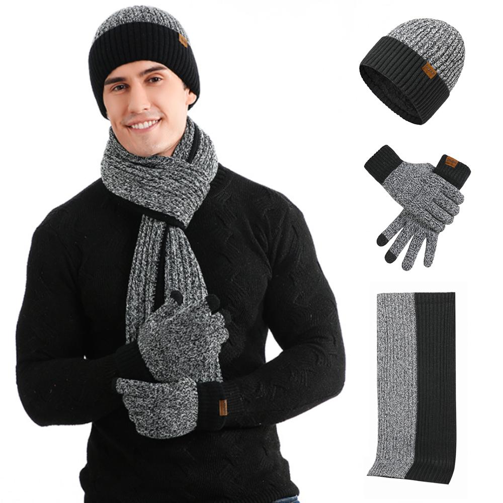 3Pcs Winter Scarf Hat Gloves Kit Beanie Hat & Long Scarf & Gloves Gift - Nexus Elite