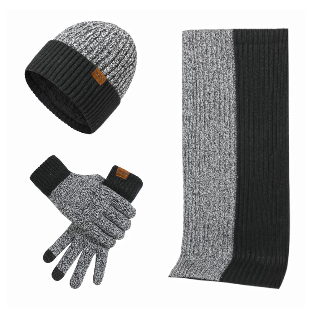 3Pcs Winter Scarf Hat Gloves Kit Beanie Hat & Long Scarf & Gloves Gift - Nexus Elite