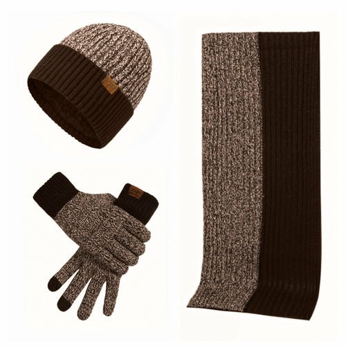 3Pcs Winter Scarf Hat Gloves Kit Beanie Hat & Long Scarf & Gloves Gift - Nexus Elite